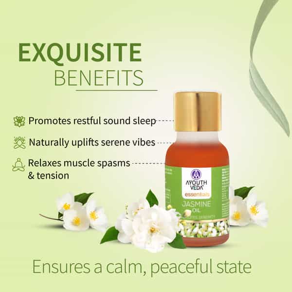Ayouthveda Jasmine Essential Oil For Aromatherapy To Rejuvenate Skin & Hair Naturally 15 Gm