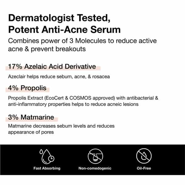 Minimalist 17% Azeclair Anti-Acne Face Serum For Men & Women Azelaic Acid Derivative With Propolis