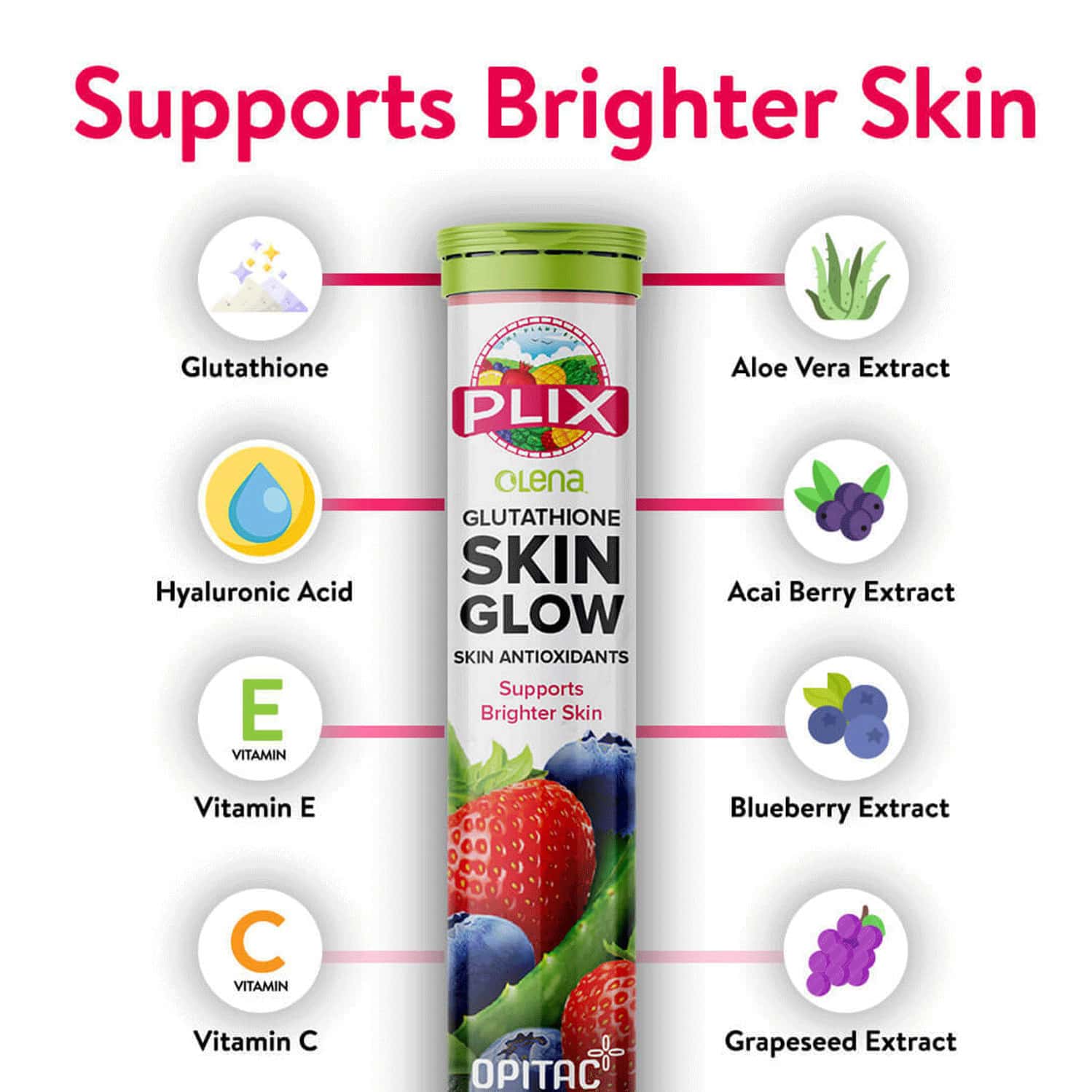 Buy PLIX GLUTATHIONE SKIN GLOW 15 EFFERVESCENT TABLETS STRAWBERRY