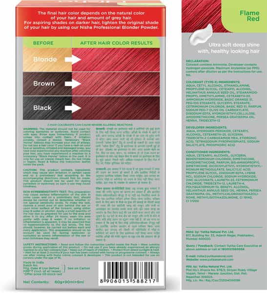 Nisha Creme Hair Color Flame Red 150G Pack Of 3 | Permanent Hair Colour | 100% Grey Coverage