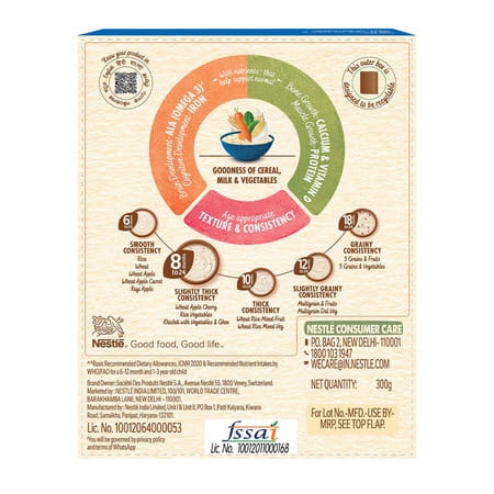 Nestle Cerelac Rice Baby Cereal | No Refined Sugar | Stage 1 | 6 - 24 Months | 300gm
