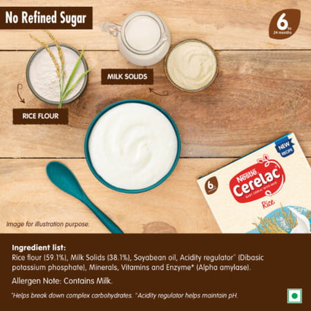 Nestle Cerelac Rice Baby Cereal | No Refined Sugar | Stage 1 | 6 - 24 Months | 300gm