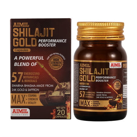 Aimil Shilajit Gold Performance Booster Bottle Of 20 Capsules