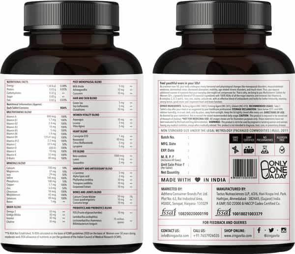 Zingavita Multivitamin For Women 50+ With Vitamins Minerals & Herbs 120 Tablets