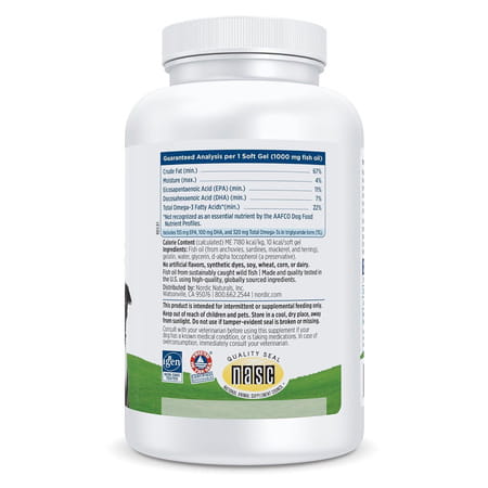 Nordic Naturals Omega 3 Pet Supplement 330 Mg Fish Oil For Dogs With Epa & Dha 180 Softgels