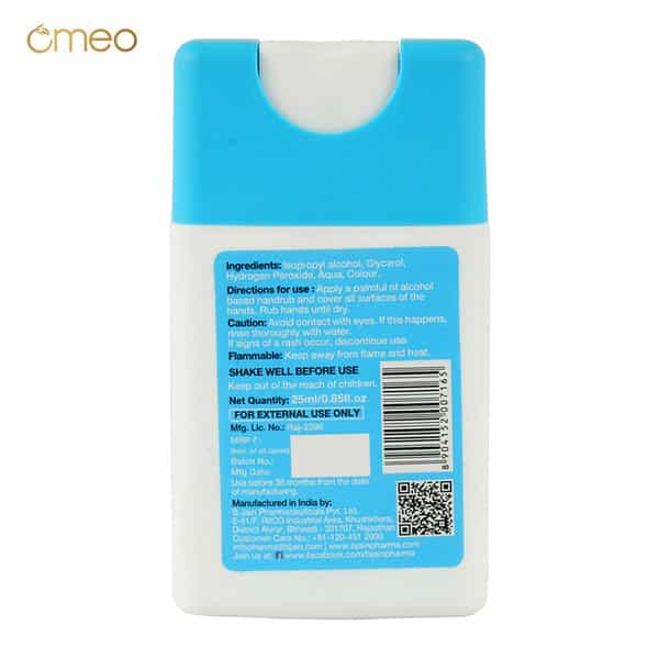 Omeo Handrub Pocket Liquid Hand Instant Sanitizer Spray | 70% Alcohol - 25Ml
