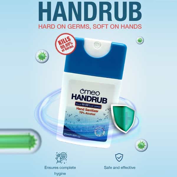 Omeo Handrub Pocket Liquid Hand Instant Sanitizer Spray | 70% Alcohol - 25Ml