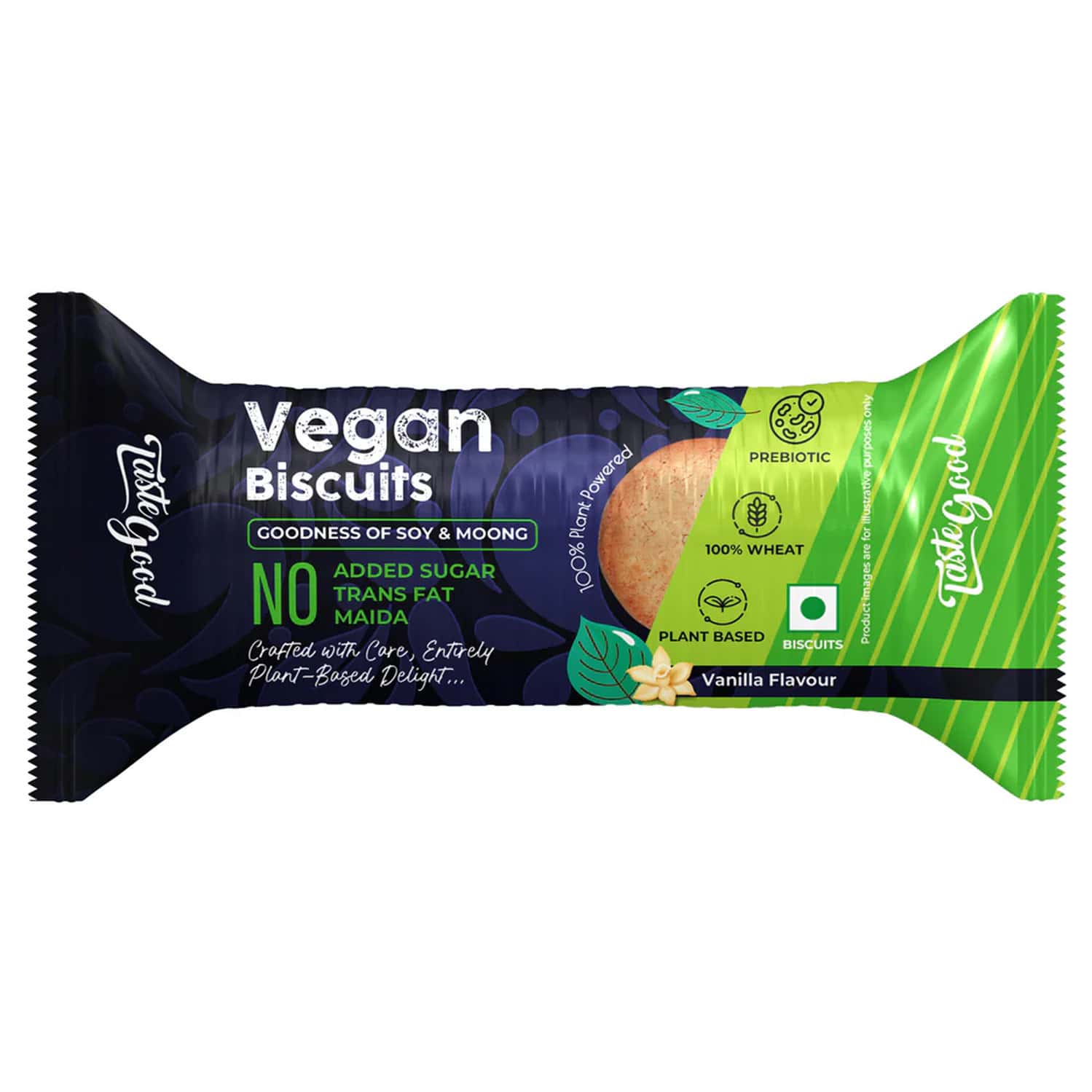 Taste Good Vegan Biscuits | Vanilla Flavour | 75g (10 Biscuits) - Pack Of 10