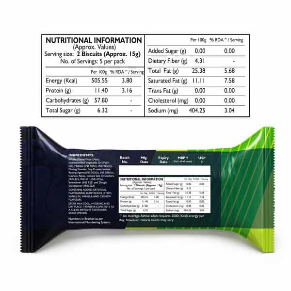 Taste Good Vegan Biscuits | Vanilla Flavour | 75G (10 Biscuits) - Pack Of 10