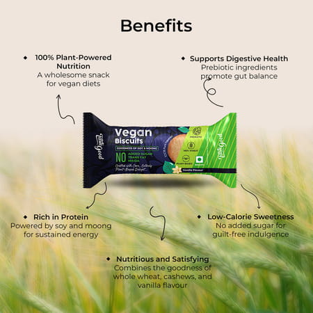 Taste Good Vegan Biscuits | Vanilla Flavour | 75g (10 Biscuits) - Pack Of 10