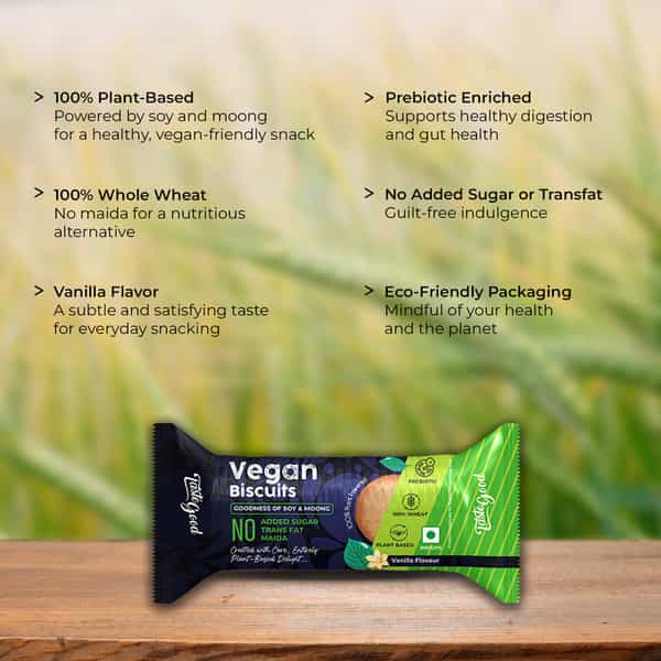 Taste Good Vegan Biscuits | Vanilla Flavour | 75G (10 Biscuits) - Pack Of 10