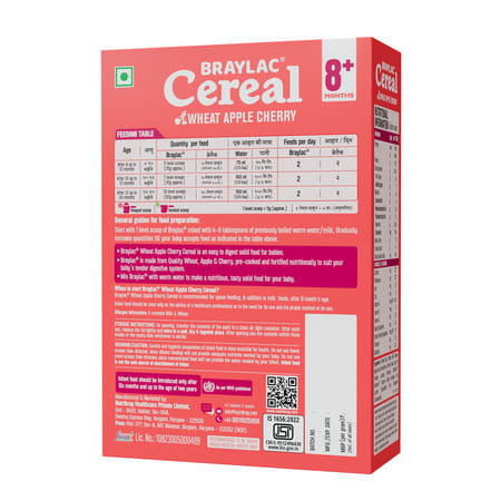 Braylac Cereal Powder Wheat Apple Cherry From 8 Months | 300 G | Bag In Box