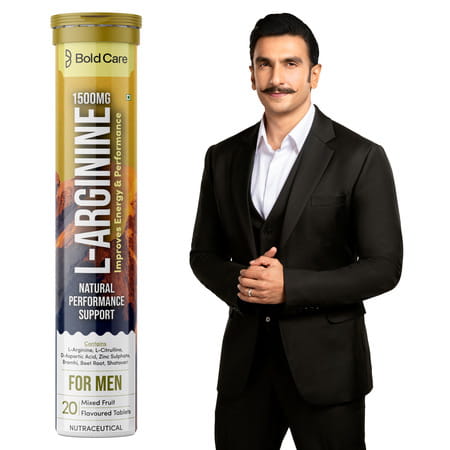 Bold Care L-Arginine Effervescent Tablets|Boosts Stamina|Increases Blood Flow - 20 Tablets