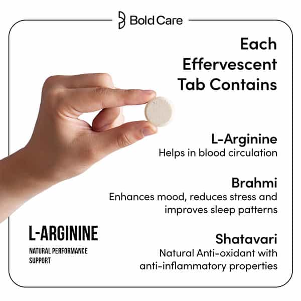 Bold Care L-Arginine Effervescent Tablets|Boosts Stamina|Increases Blood Flow - 20 Tablets