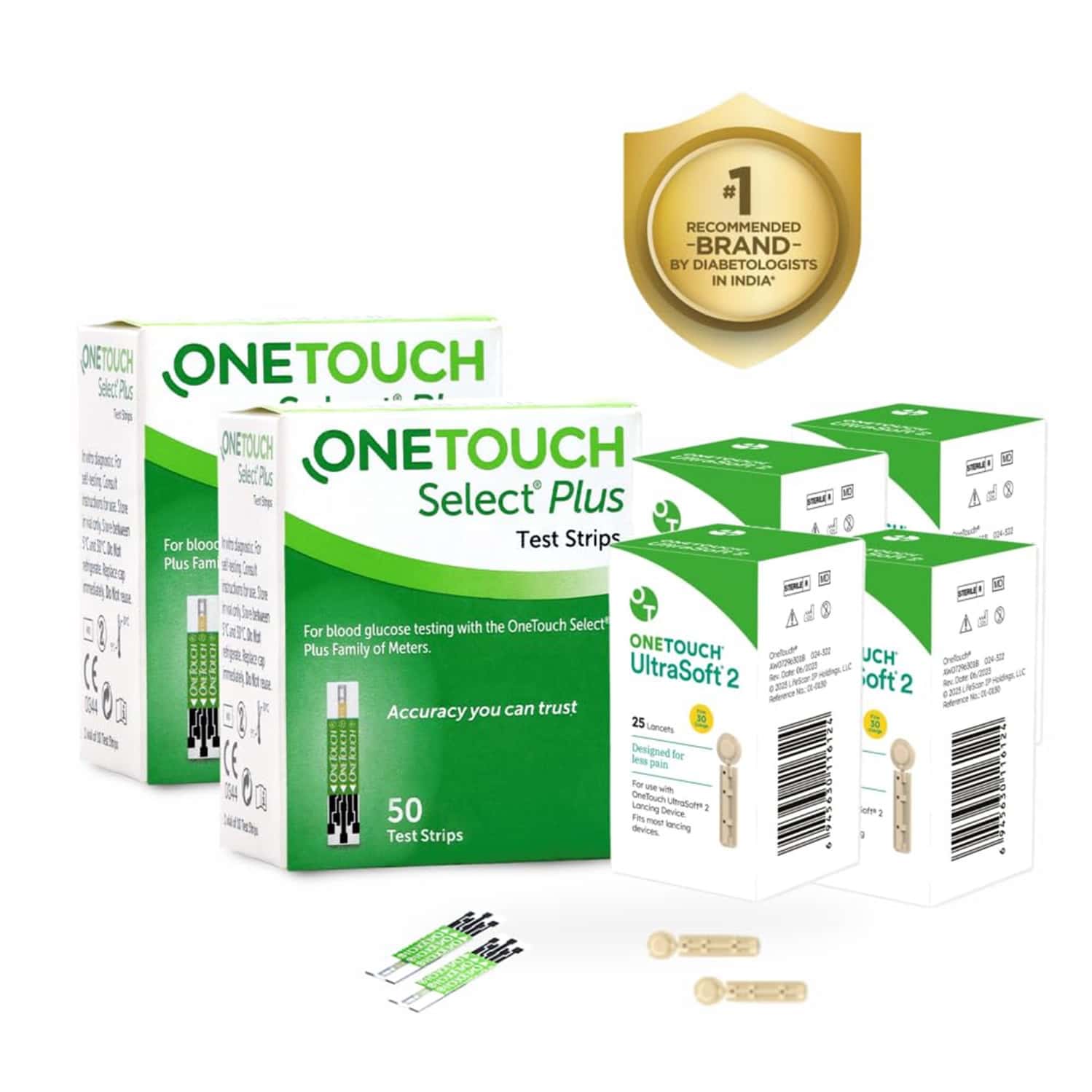 Onetouch Select Plus 100 Test Strips (50 Pck 2) With 100 Onetouch Ultrasoft 2 (pack Of 4) 25 Lancets