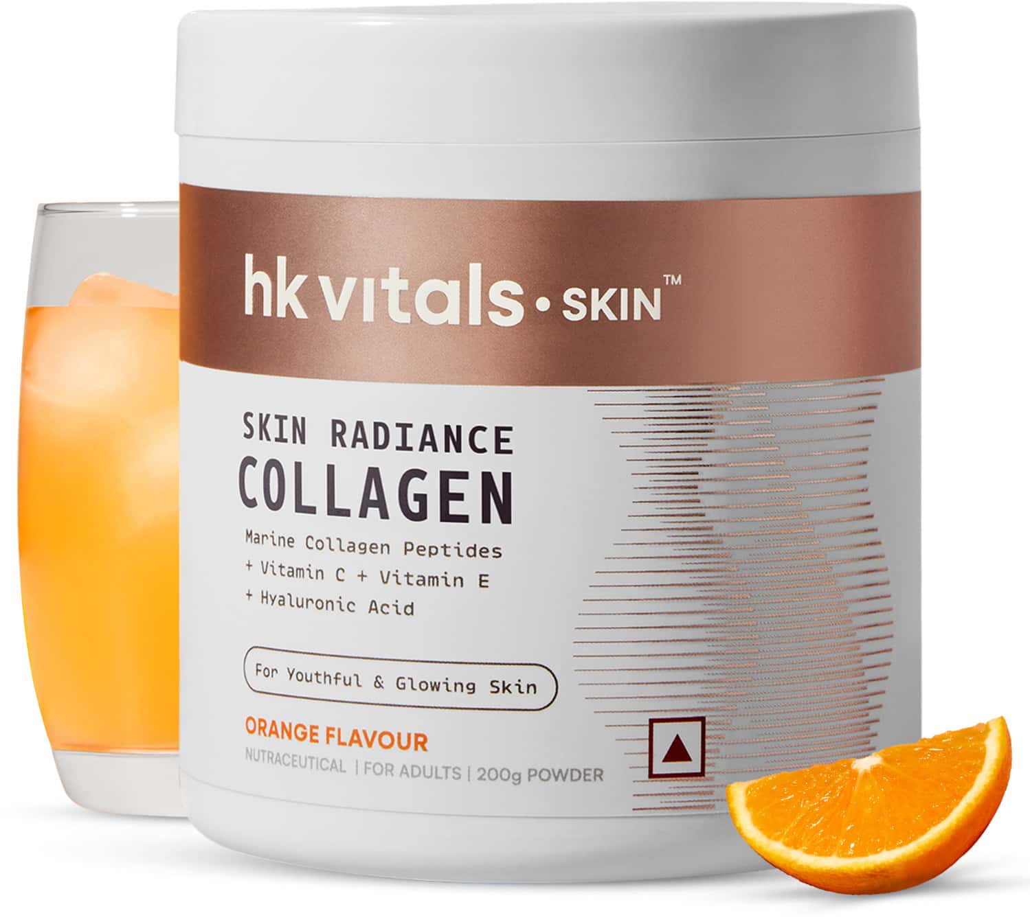 Hk Vitals Marine Collagen Supplement (orange | 200g) | Vitamin C & E | Sodium Hyaluronate