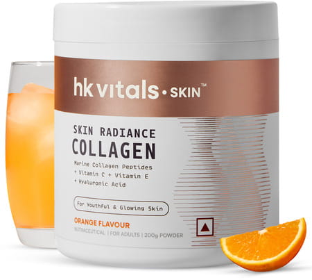 Hk Vitals Marine Collagen Supplement (Orange | 200g) | Vitamin C & E | Sodium Hyaluronate