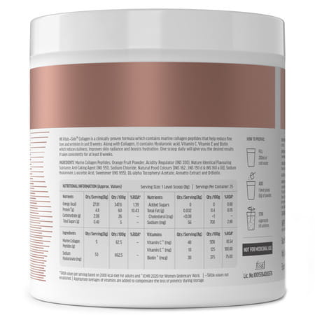 Hk Vitals Marine Collagen Supplement (Orange | 200g) | Vitamin C & E | Sodium Hyaluronate