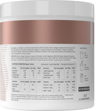 Hk Vitals Marine Collagen Supplement (Orange | 200G) | Vitamin C & E | Sodium Hyaluronate