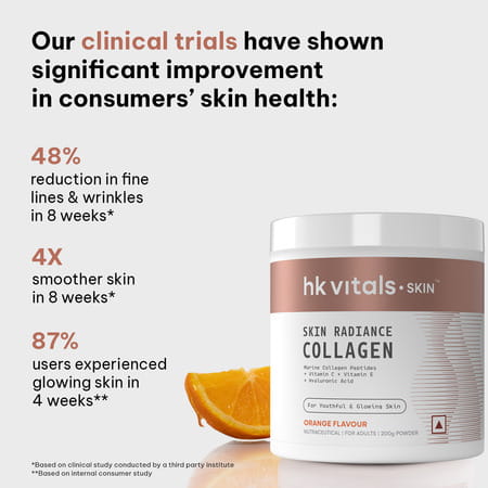 Hk Vitals Marine Collagen Supplement (Orange | 200g) | Vitamin C & E | Sodium Hyaluronate