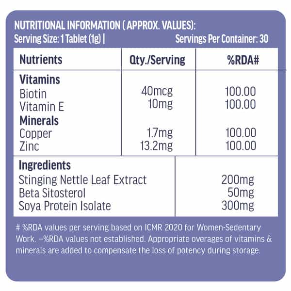 Hk Vitals Dht Blocker With Biotin (30 Tablets) | Stinging Nettle And Soya Protein