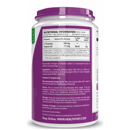 Healthyhey Nutrition L-Theanine - Support Relaxation - 120 Vegetarian Capsules