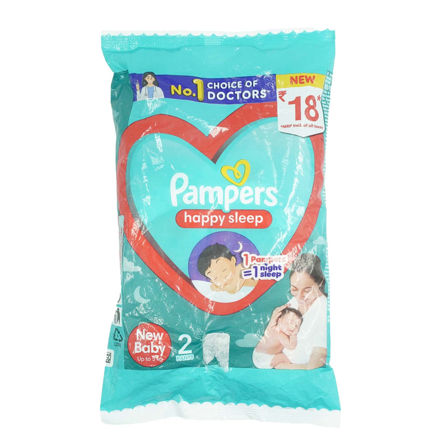 Pampers Happy Sleep New Baby Diaper Up To 5kg Pants 2 No'S