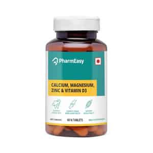 Pharmeasy Calcium Magnesium Vitamin D3 & Zinc - Bones & Dental Health - Bottle 120