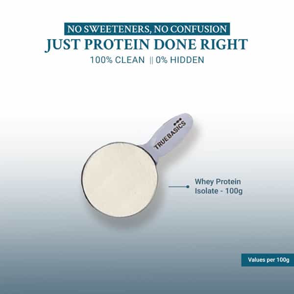 Truebasics Clean Raw Whey Isolate Protein Powder (Unflavoured | 1Kg) | 27G Protein