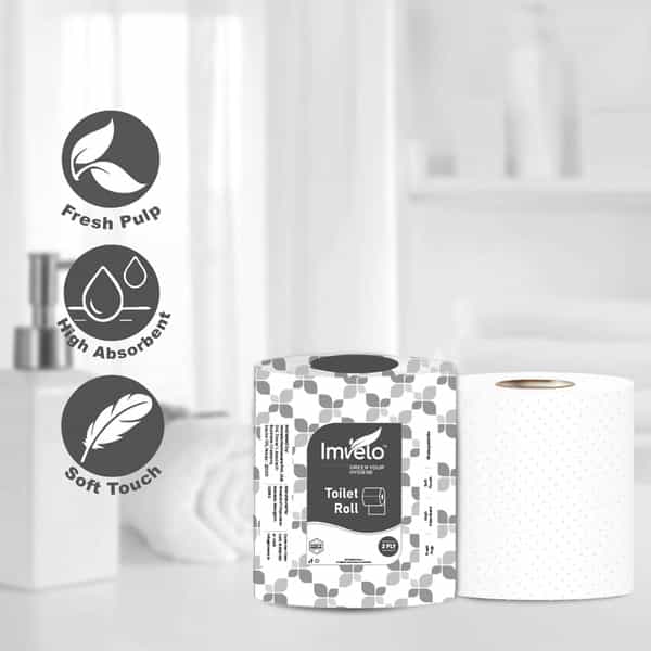 Imvelo 2 Ply Micro Embossed Premium Toilet Rolls | Pack Of 30 Rolls | 125 Pulls Each Roll | Oba Free