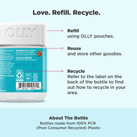 Olly Goodbye Stress Gummy | Gaba | L-Theanine | Lemon Balm | Stress Relief Supplement | Berry - 42n