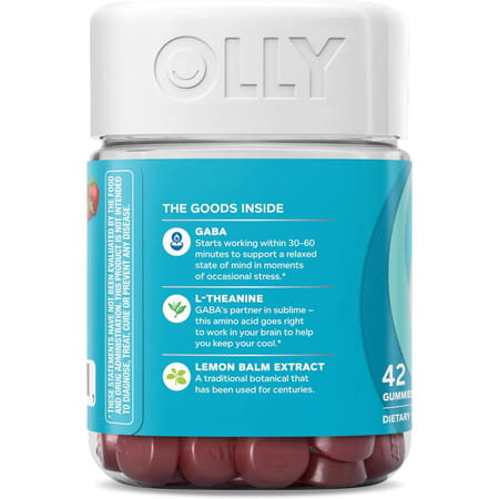 Olly Goodbye Stress Gummy | Gaba | L-Theanine | Lemon Balm | Stress Relief Supplement | Berry - 42n