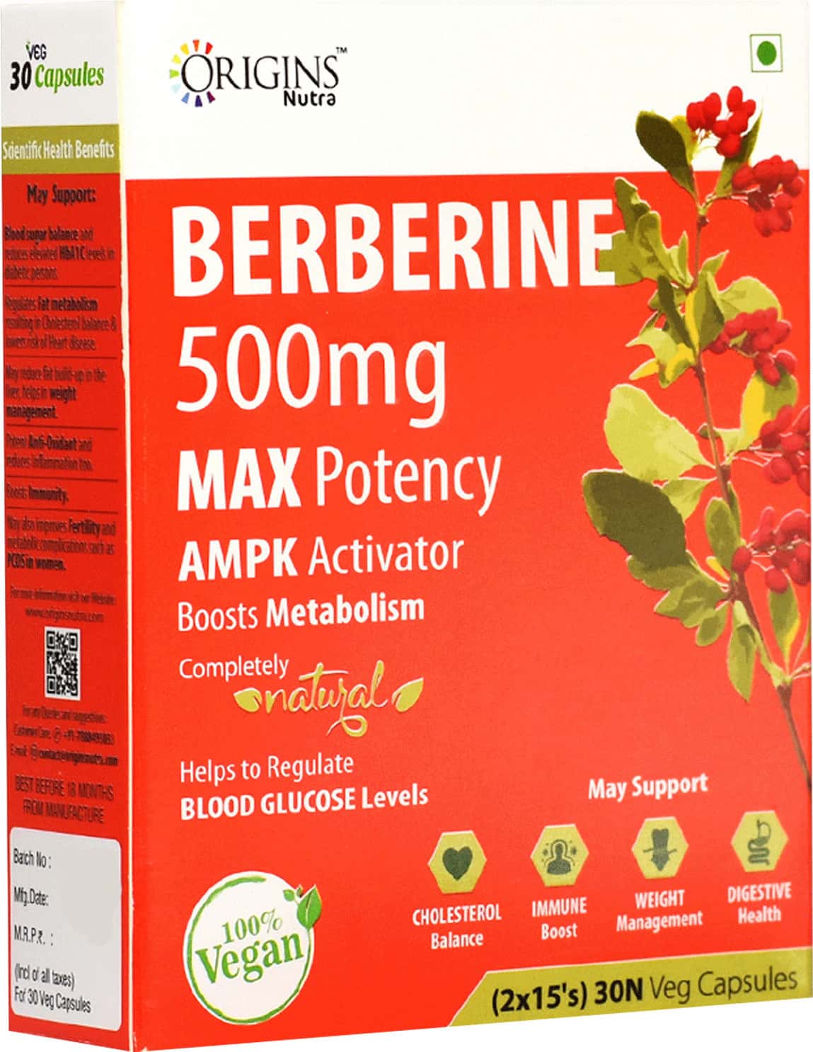 Origins Nutra Berberine Natural Metabolism Booster (30 Capsules)