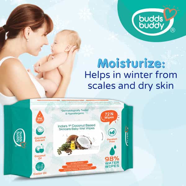 Buddsbuddy Combo Of 4 Coconut Based Skincare Baby Wet Wipes 72 Pieces Each