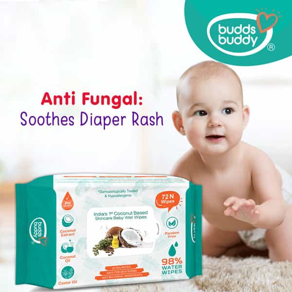 Buddsbuddy Combo Of 4 Coconut Based Skincare Baby Wet Wipes 72 Pieces Each