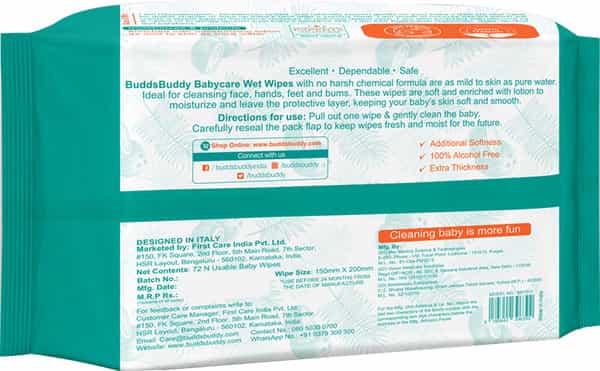 Buddsbuddy Combo Of 4 Coconut Based Skincare Baby Wet Wipes 72 Pieces Each