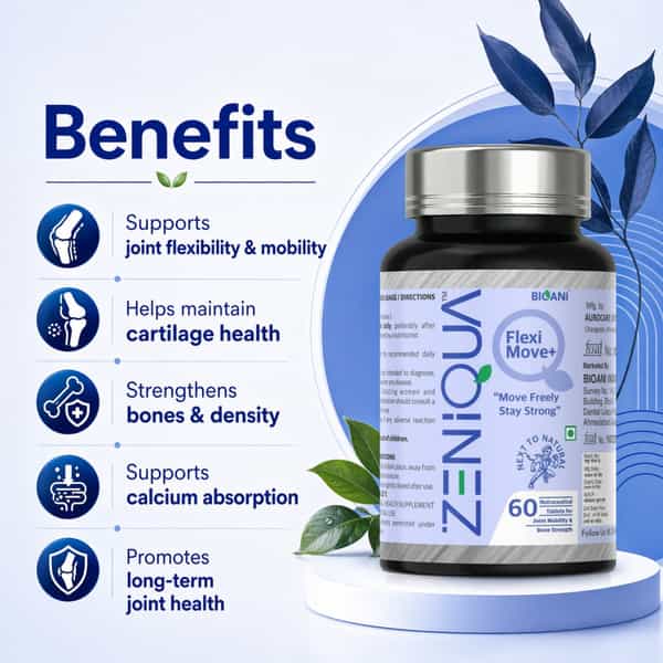 Zeniqua Fleximove+ Joint & Bone Support Tablets For Men & Women | 60 Tablets