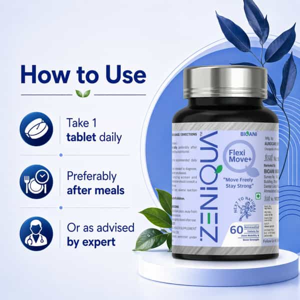 Zeniqua Fleximove+ Joint & Bone Support Tablets For Men & Women | 60 Tablets
