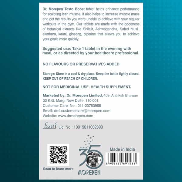 Dr. Morepen Testo Boost For Energy Stamina & Muscle Growth - 30 Tablets