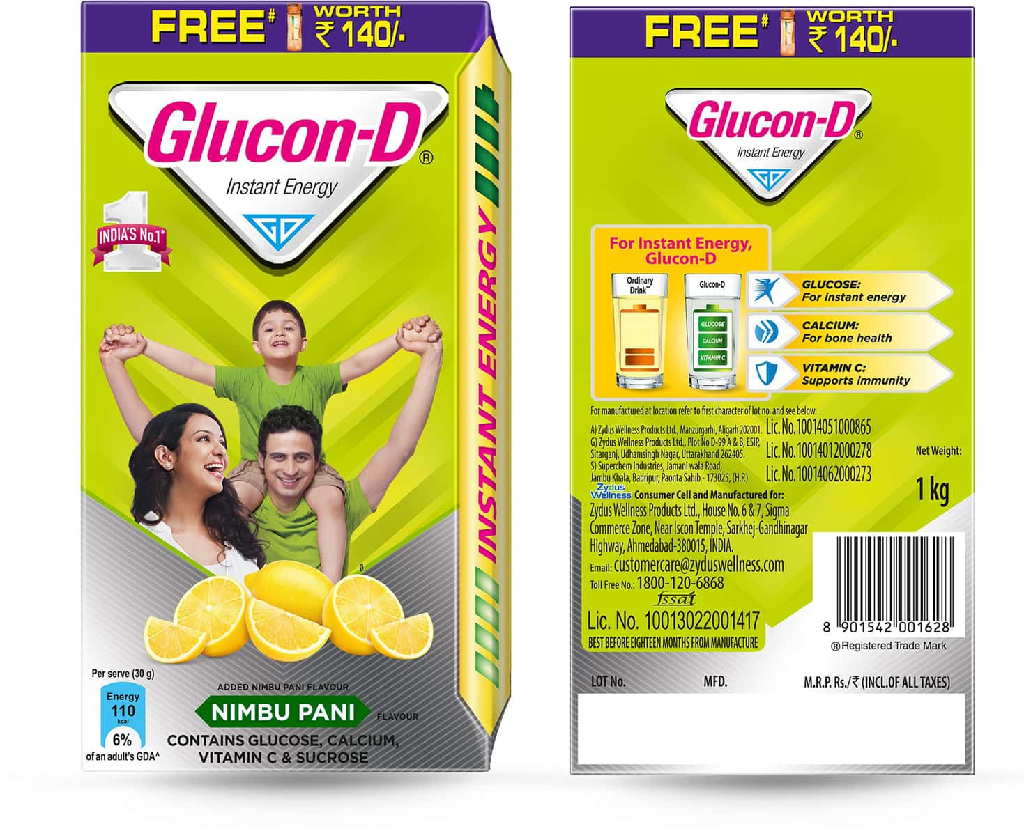 Buy GLUCOND INSTANT ENERGY HEALTH DRINK NIMBU PANI 1KG REFILL