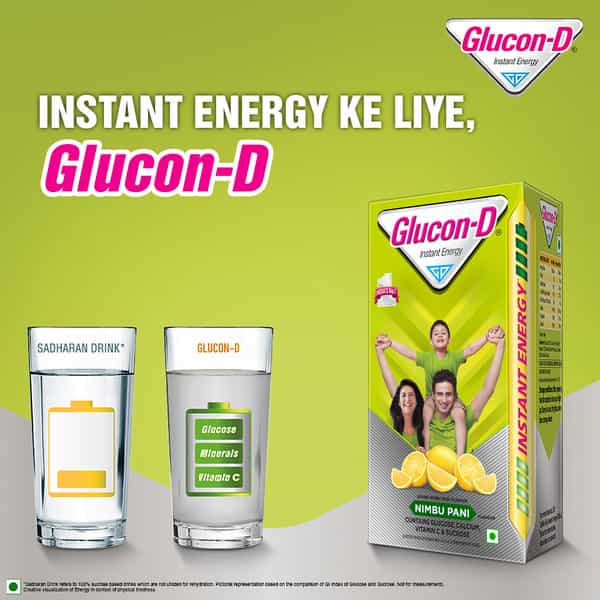 Glucon-D Nimbu Pani Glucose Powder With Free Sipper1kg Refill