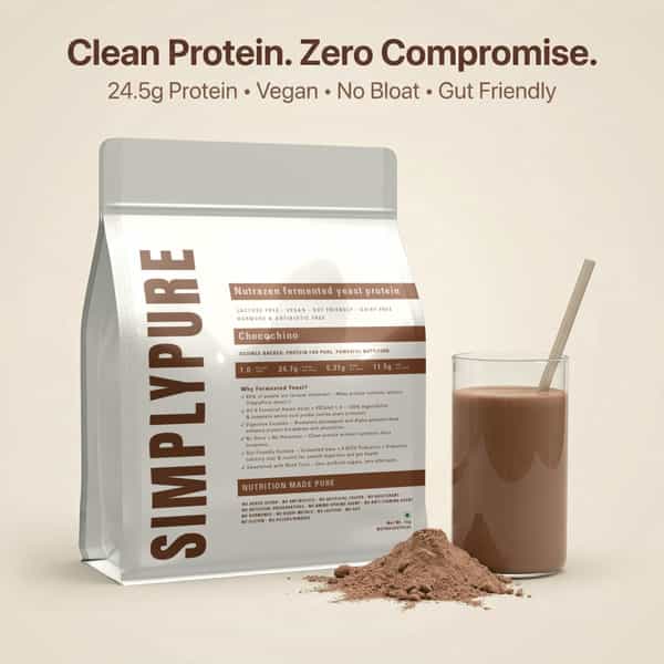 Nutrazen Simplypure Fermented Yeast Protein Powder Chocochino | 24.7G Protein | Pdcaas 1.0 - 1Kg