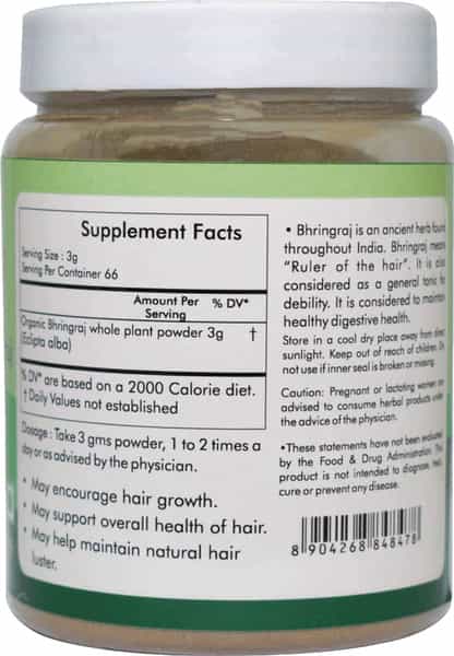 Ayur Champ Organic Bhringraj Powder Hair Care Supplement 200 Gms