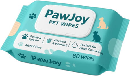 Paw Joy Anti-Bacterial Wet Wipes For Dogs & Cats | Cleansing | Deodorising & Grooming | 80 Wipes