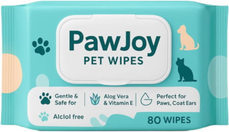 Paw Joy Anti-Bacterial Wet Wipes For Dogs & Cats | Cleansing | Deodorising & Grooming | 80 Wipes