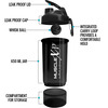 Musclexp Gym Shaker Pro Xp Blender 650 Ml With Compartment For Protein Sipper Bottle (Black)