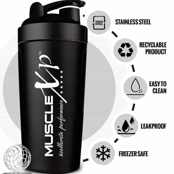Musclexp Gym Shaker Classic Xp 50 Ml For Protein Pre Workout And Bcaas Bpa Free Bottle (Black)