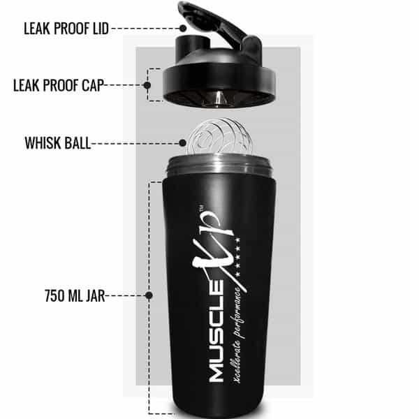 Musclexp Gym Shaker Classic Xp 50 Ml For Protein Pre Workout And Bcaas Bpa Free Bottle (Black)