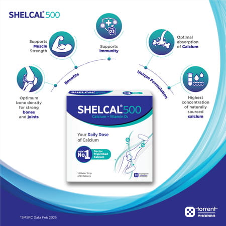 Shelcal 500mg Strip Of 15 Tablets ( Pack Of 3)