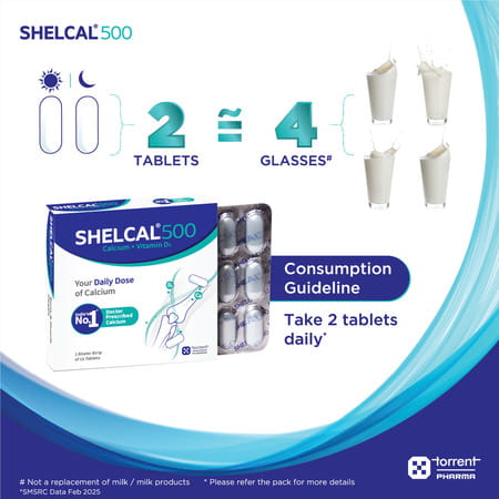 Shelcal 500mg Strip Of 15 Tablets ( Pack Of 3)